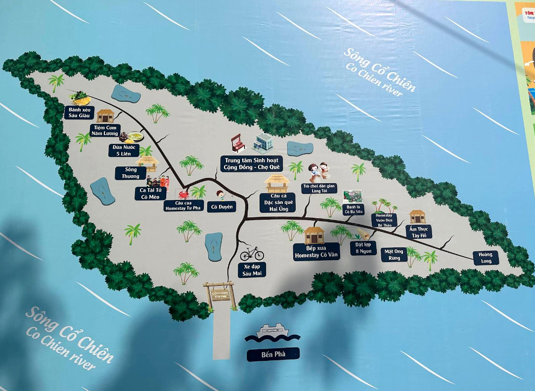 Sơ đồ các điểm du lịch Cồn Chim